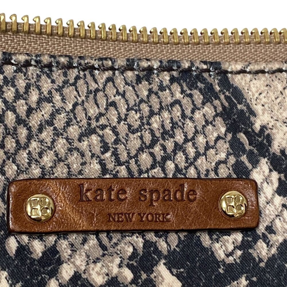 Kate Spade Handbag Python Sateen Brown Leather Tr… - image 8